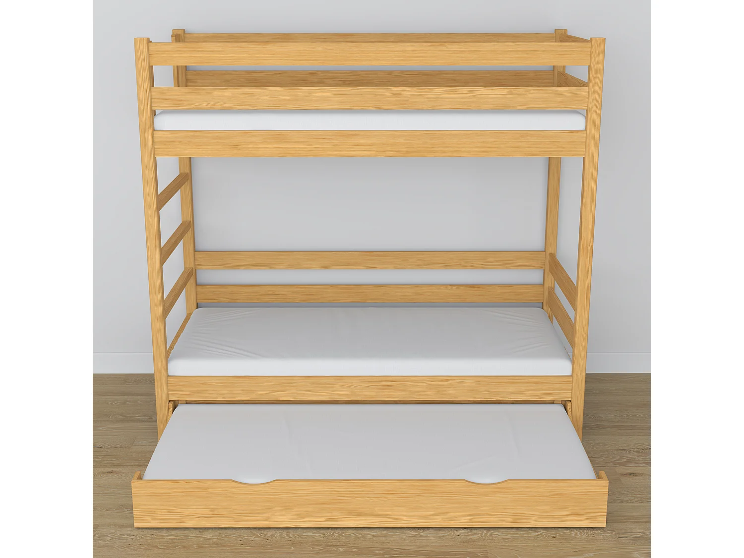 ETAGENBETT N03 mit Matratzenschublade Naturkiefer 100x190