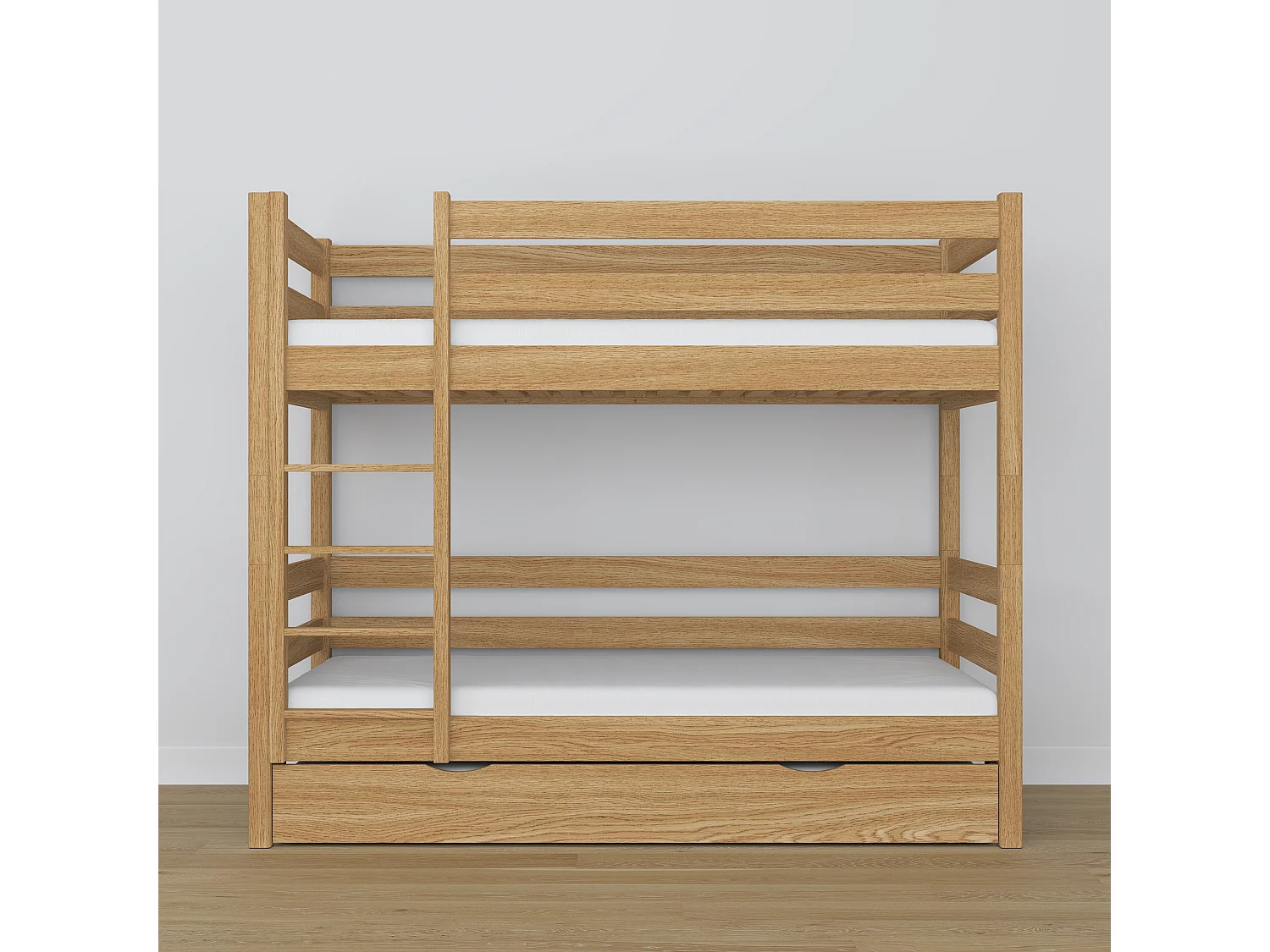 ETAGENBETT N01 mit Matratzenschublade Eiche Natur 90x190