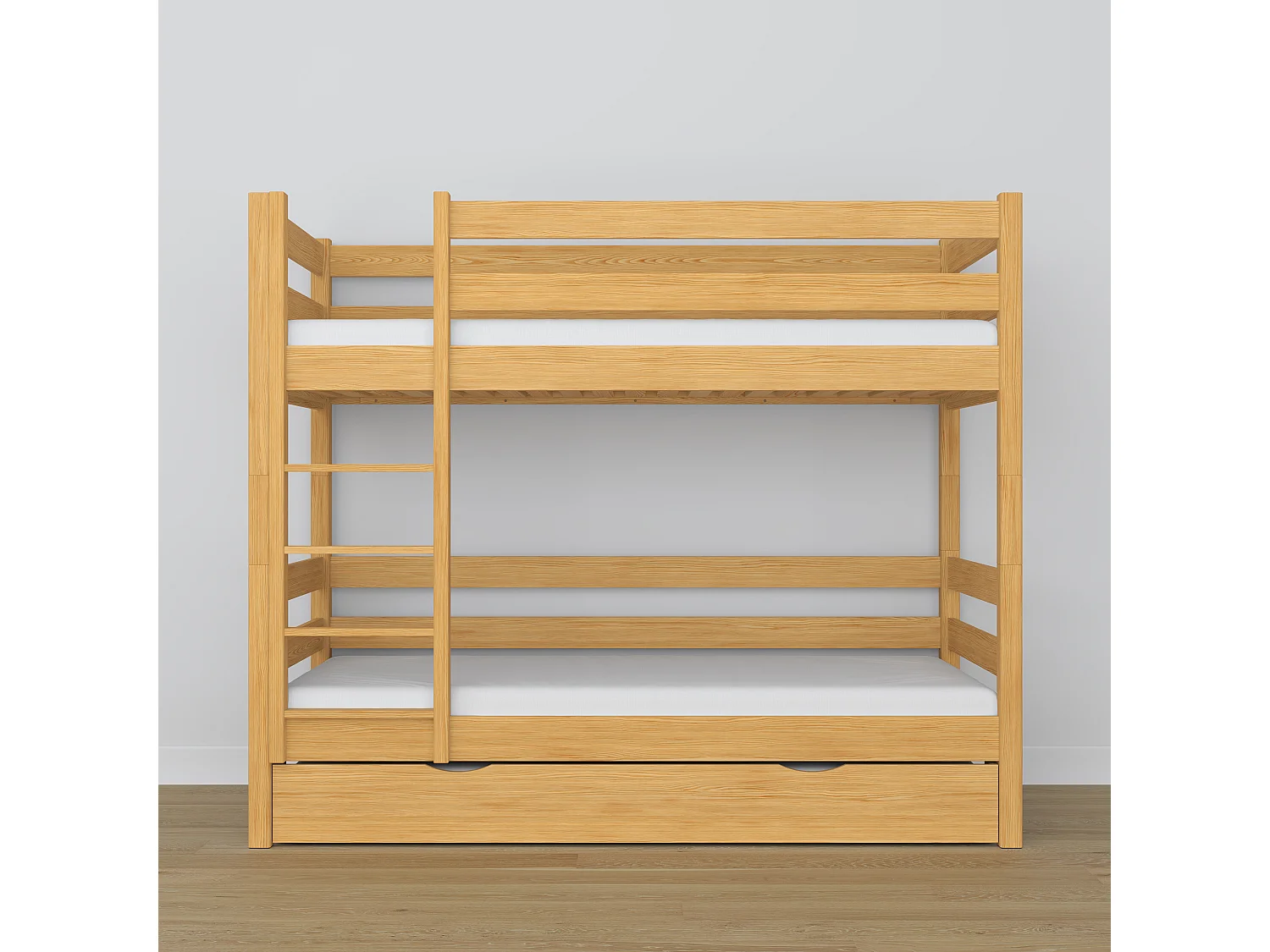 ETAGENBETT N01 mit Matratzenschublade Naturkiefer 100x180