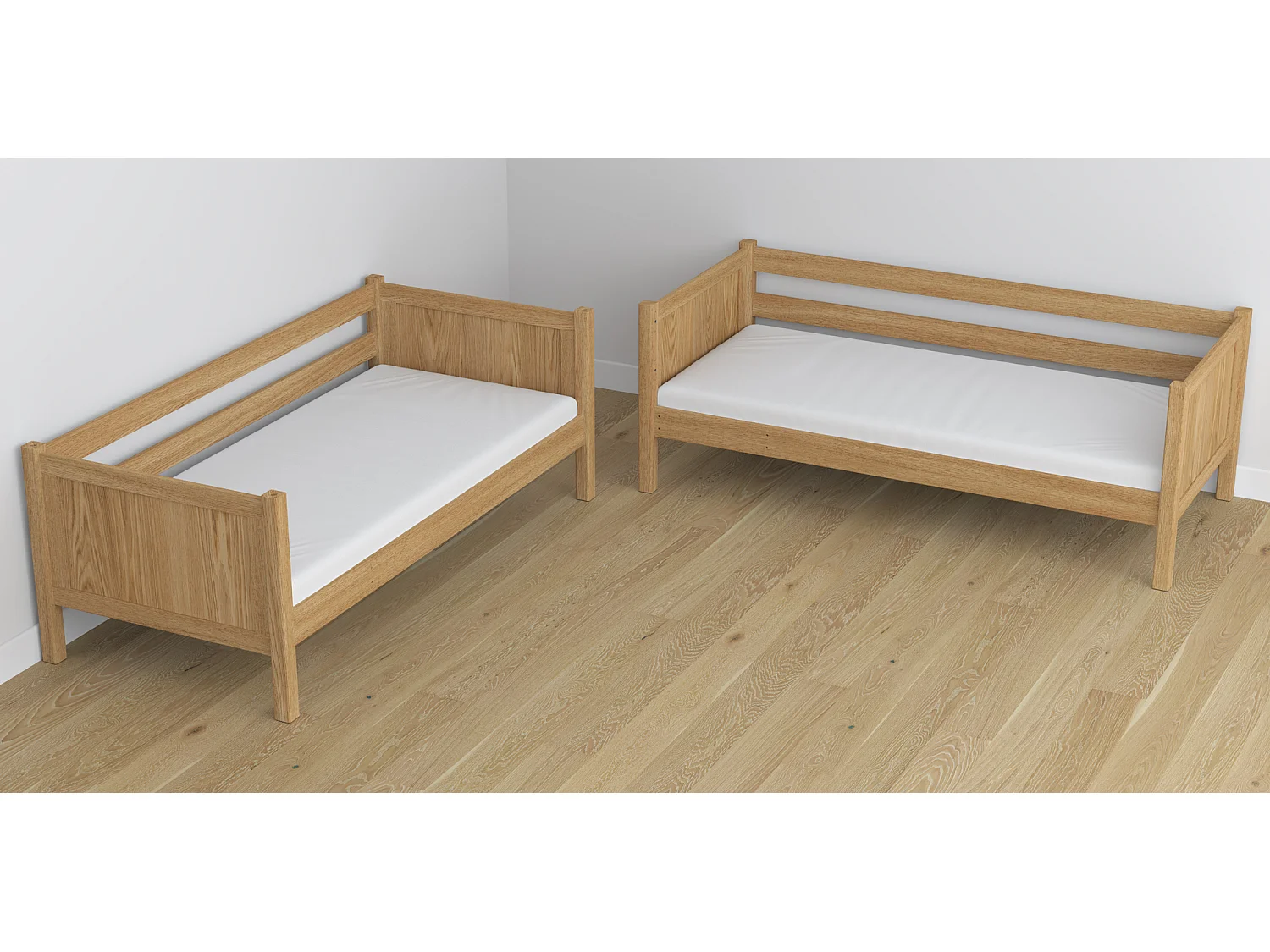 ETAGENBETT N02 mit Matratzenschublade Eiche Natur 100x190