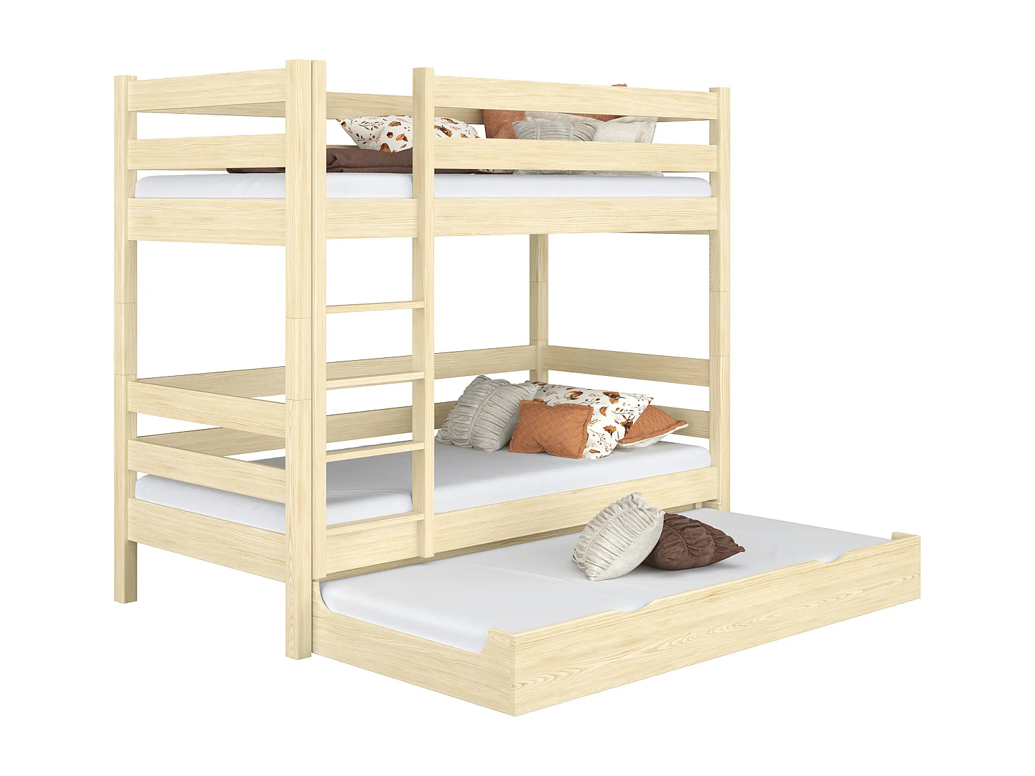 ETAGENBETT N01 mit Matratzenschublade Klare Kiefer 120x200