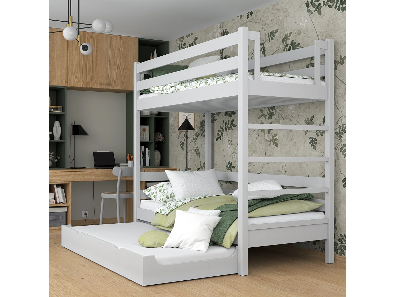 ETAGENBETT N03 mit Matratzenschublade Grau 120x180
