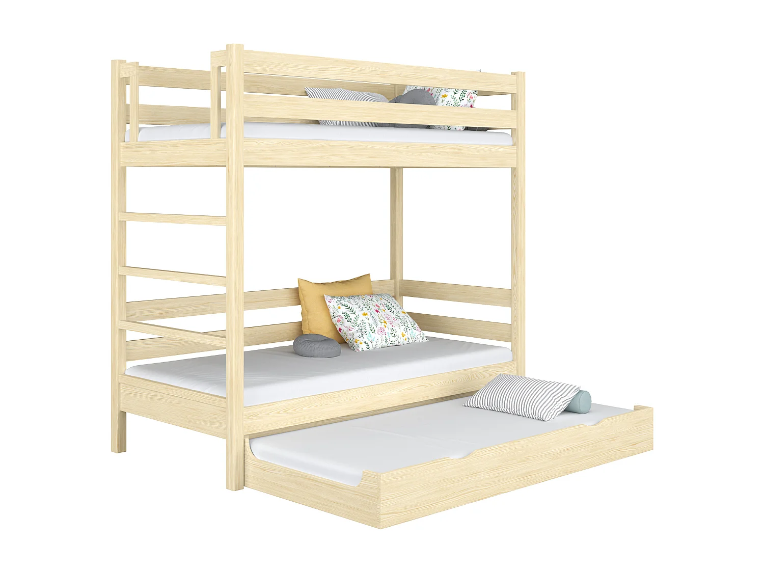 ETAGENBETT N03 mit Matratzenschublade Klare Kiefer 100x190