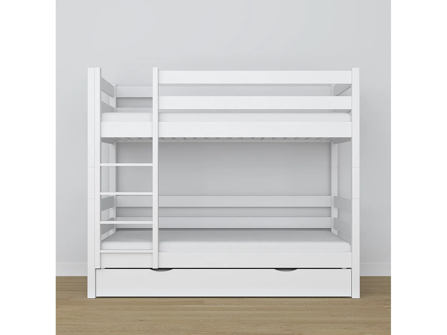 ETAGENBETT N01 mit Matratzenschublade Weiß 80x180
