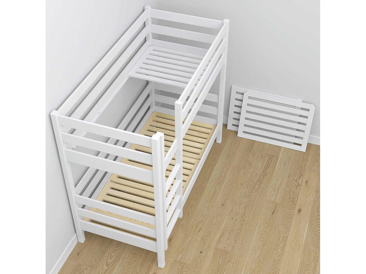 ETAGENBETT N01 mit Matratzenschublade Weiß 80x190