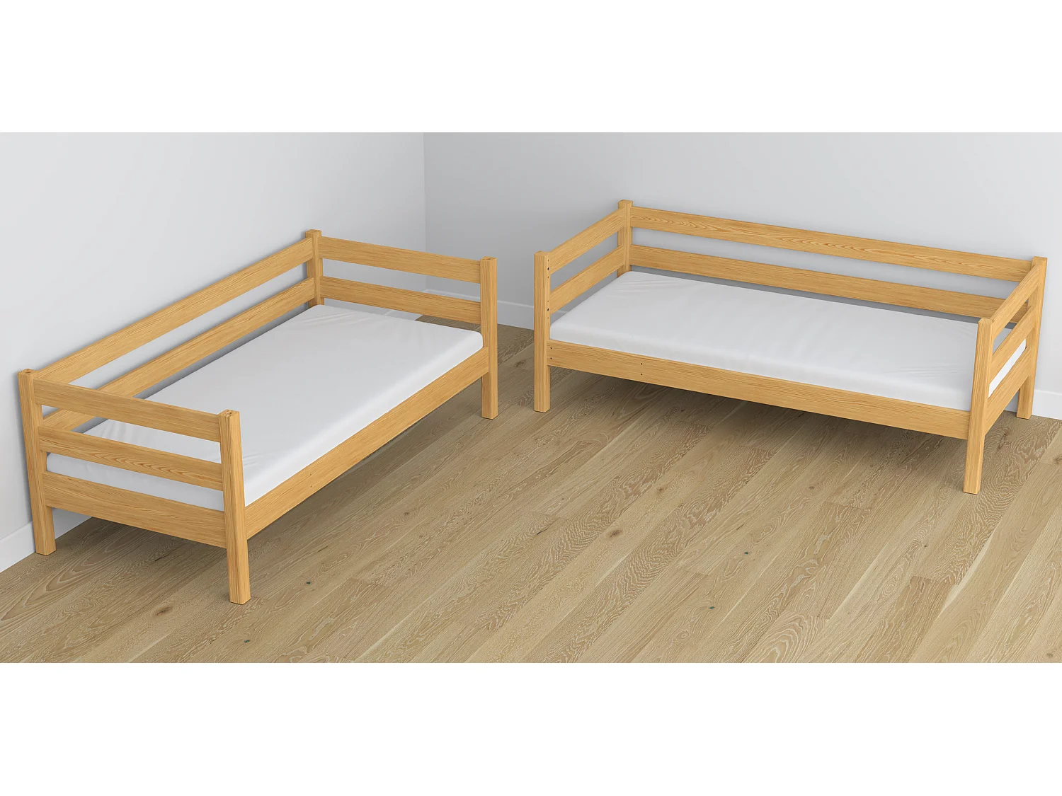 ETAGENBETT N01 mit Matratzenschublade Naturkiefer 90x200
