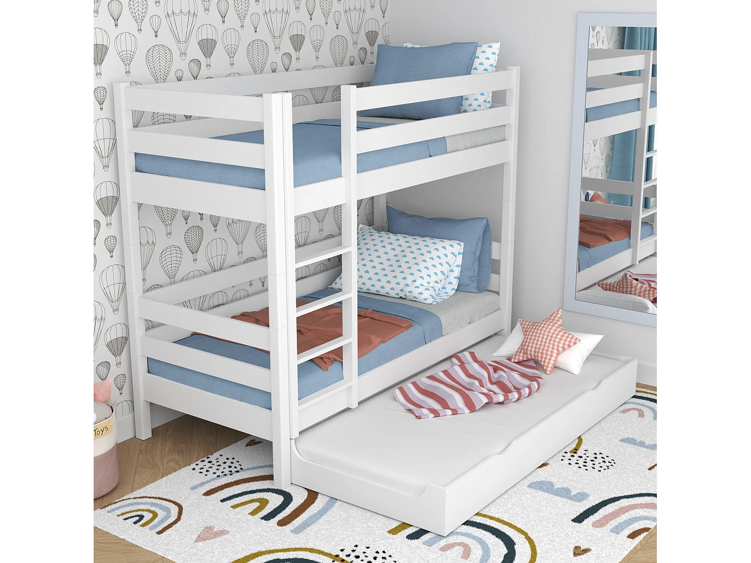 ETAGENBETT N01 mit Matratzenschublade Weiß 90x200