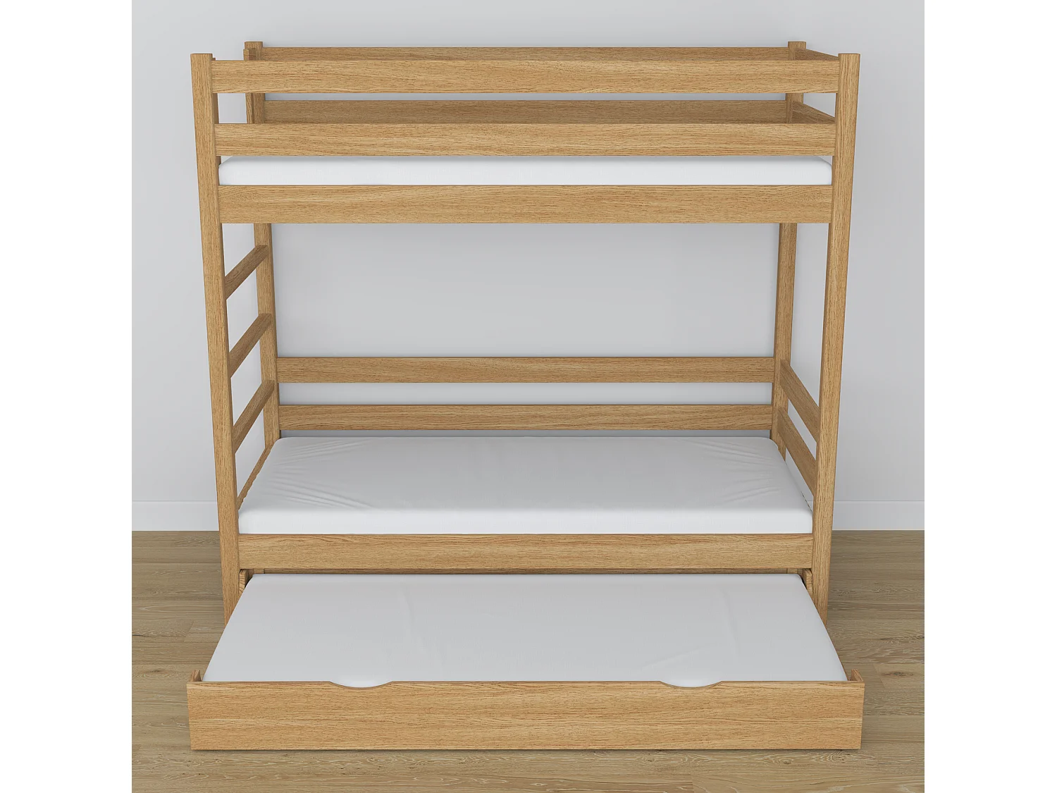 ETAGENBETT N03 mit Matratzenschublade Eiche Natur 80x200