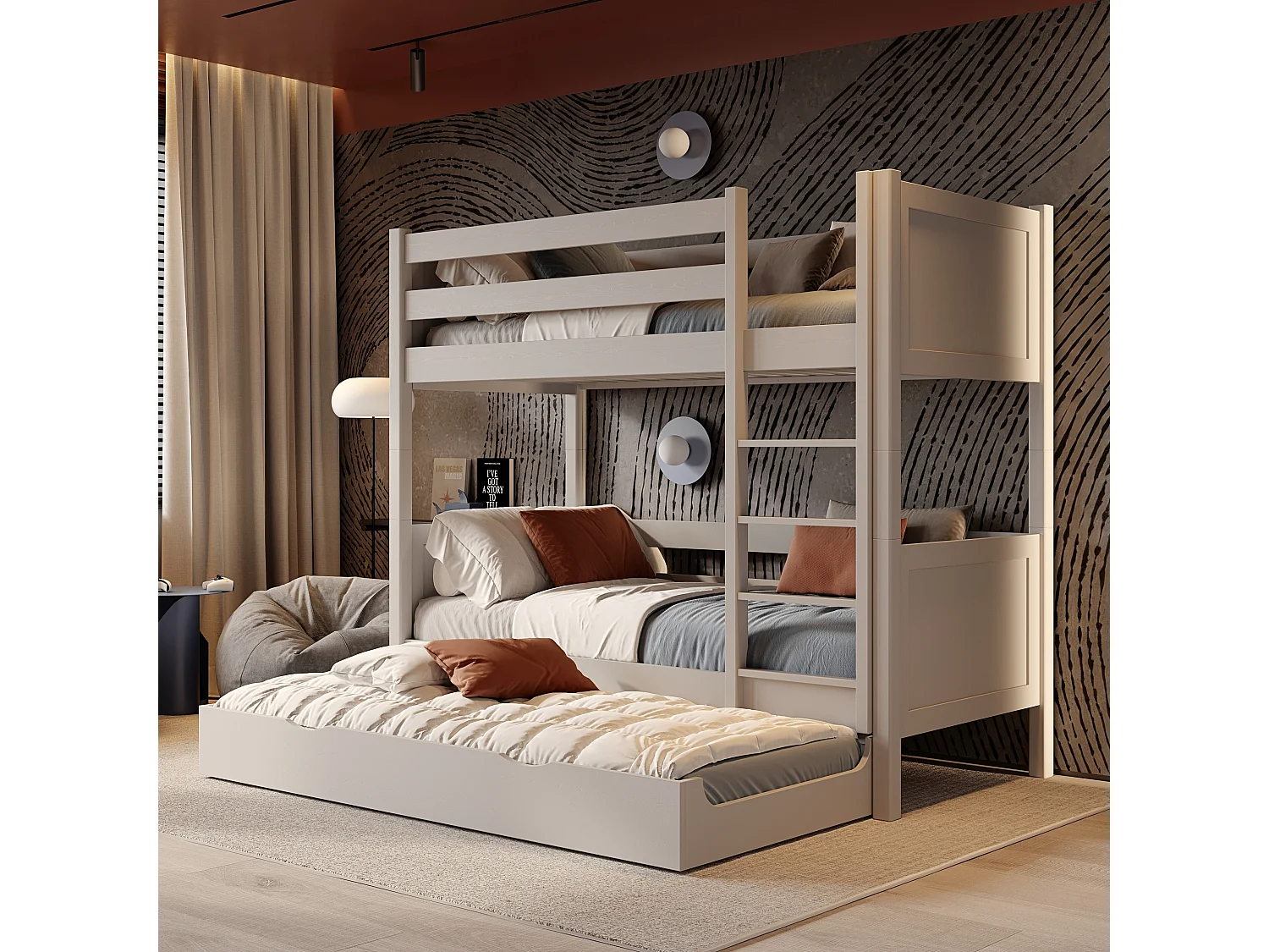 ETAGENBETT N02 mit Matratzenschublade Grau 120x200