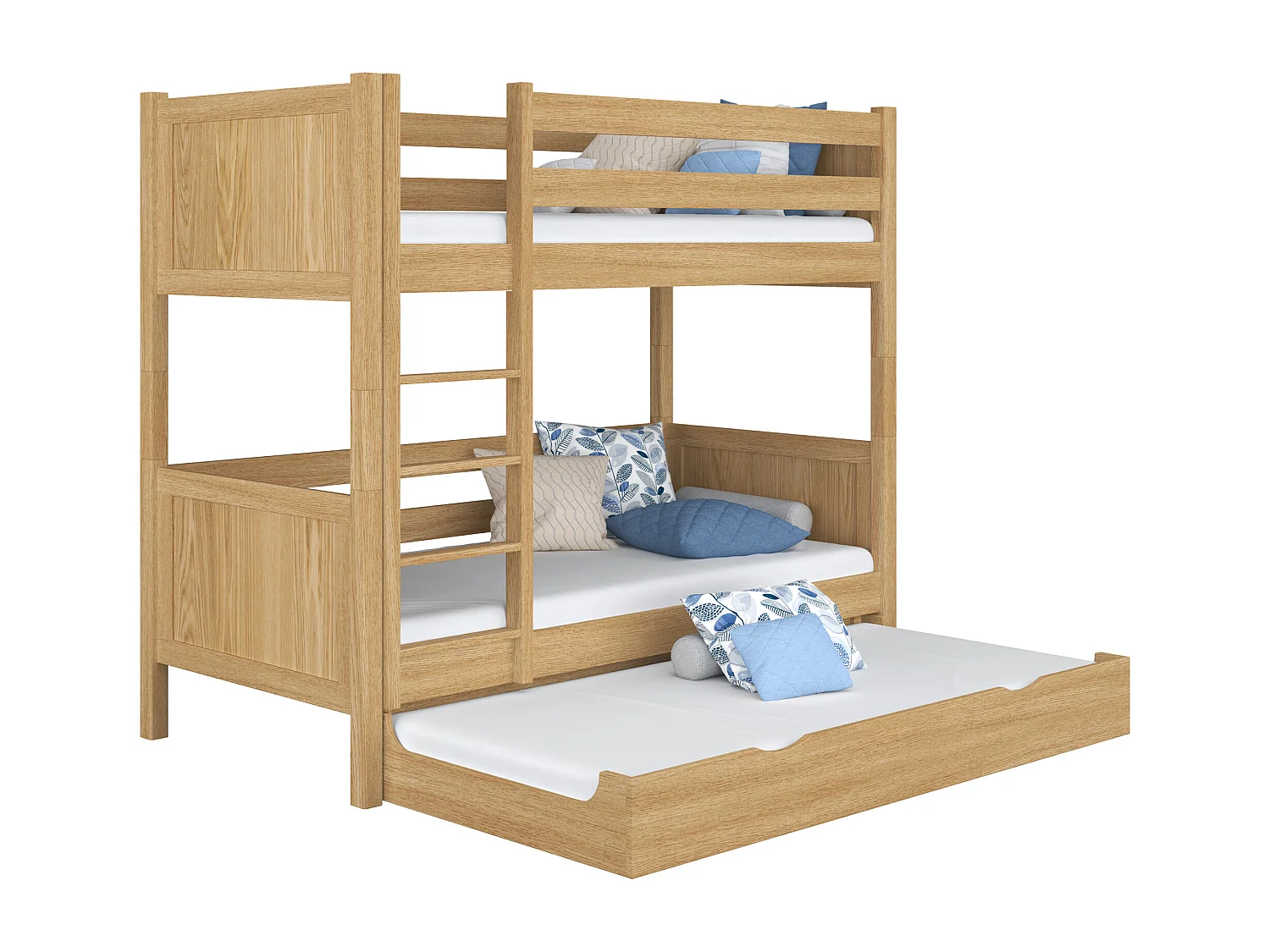 Lit superposé en chêne - avec tiroir pour matelas N02 Chêne Naturel 80x200