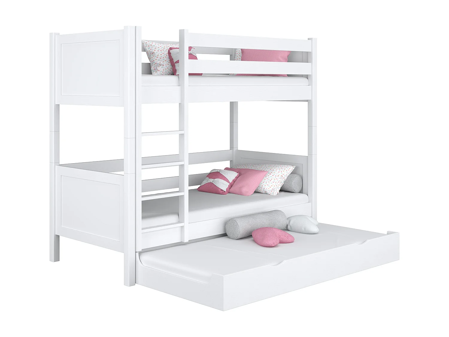 ETAGENBETT N02 mit Matratzenschublade Weiß 120x180