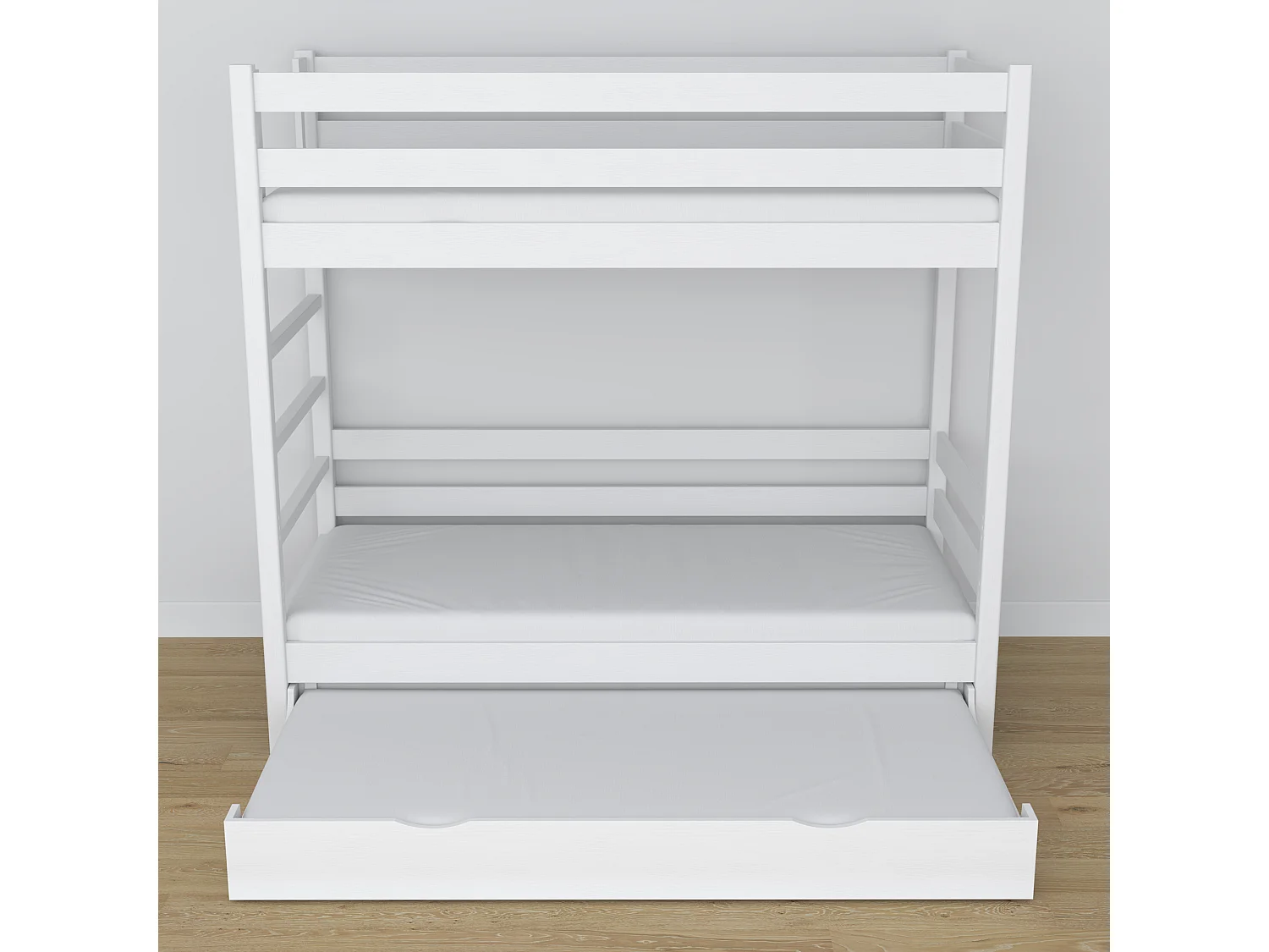 Lit superposé en bois - avec tiroir pour matelas N03 Blanc 80x180