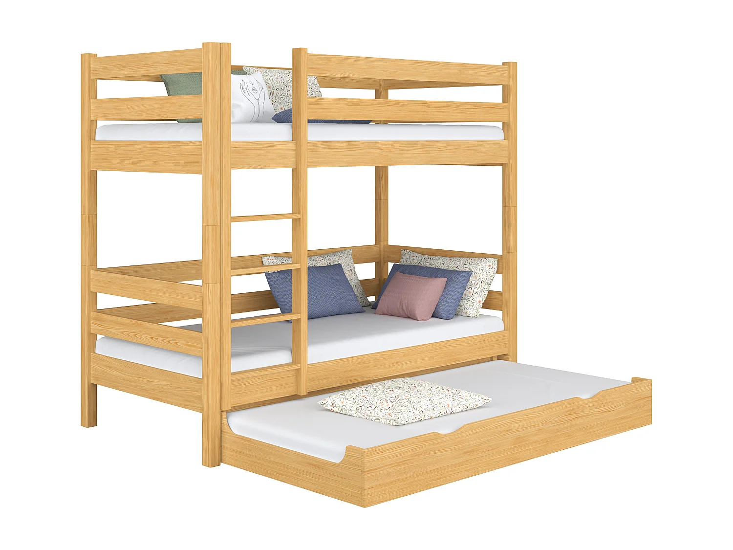 ETAGENBETT N01 mit Matratzenschublade Naturkiefer 90x180