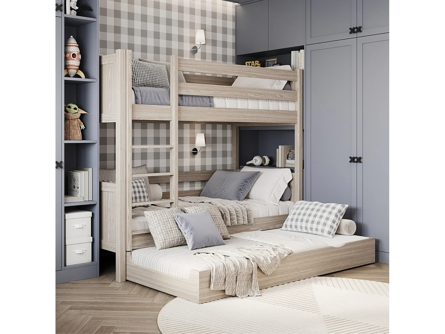 ETAGENBETT N02 mit Matratzenschublade Sonoma Eiche