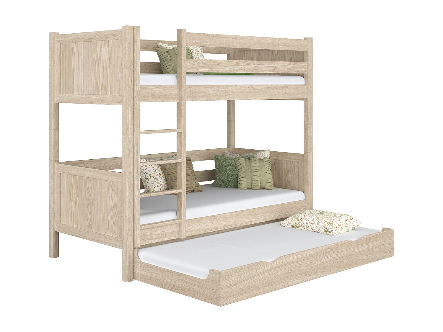 Lit superposé en chêne - avec tiroir pour matelas N02 Chêne Blanchi 80x200