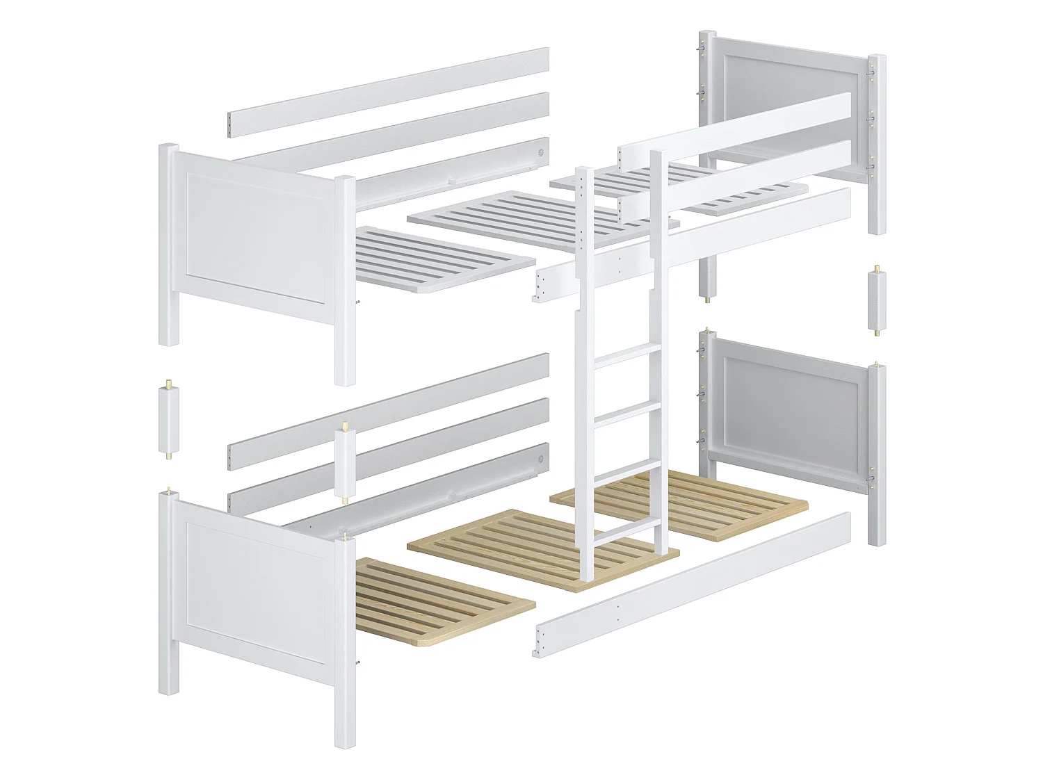 ETAGENBETT N02 mit Matratzenschublade Schwarz / Eiche Natur 120x200