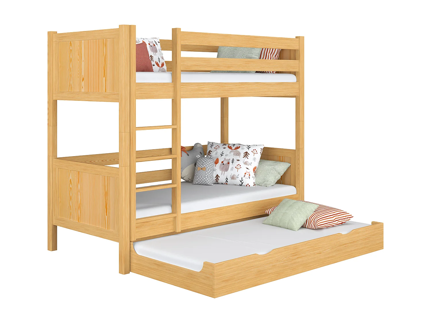 ETAGENBETT N02 mit Matratzenschublade Naturkiefer 100x190