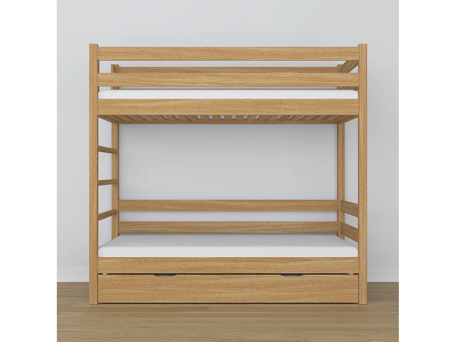 Lit superposé en chêne - avec tiroir pour matelas N03 Chêne Naturel 80x180