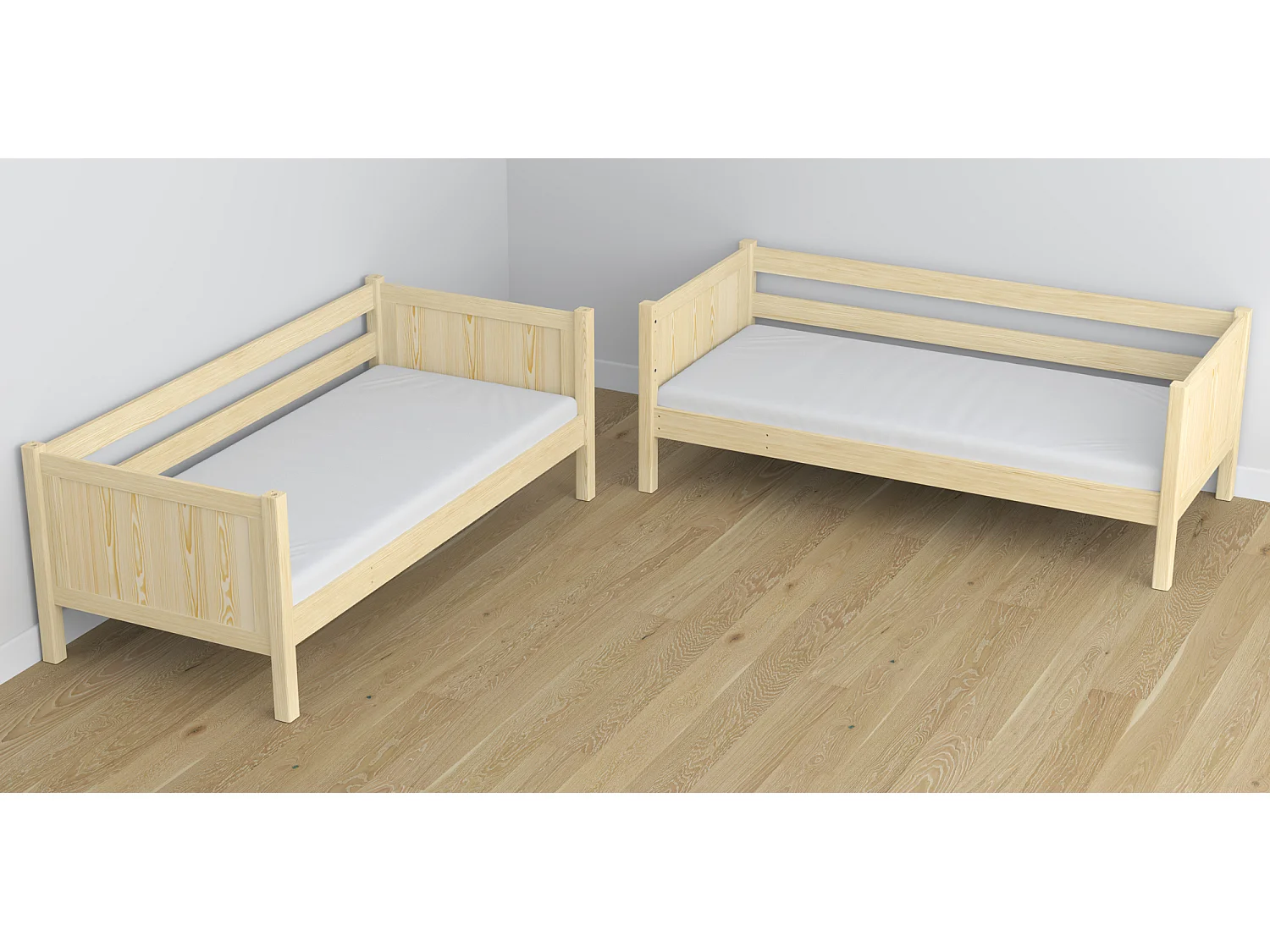 ETAGENBETT N02 mit Matratzenschublade Klare Kiefer 120x200
