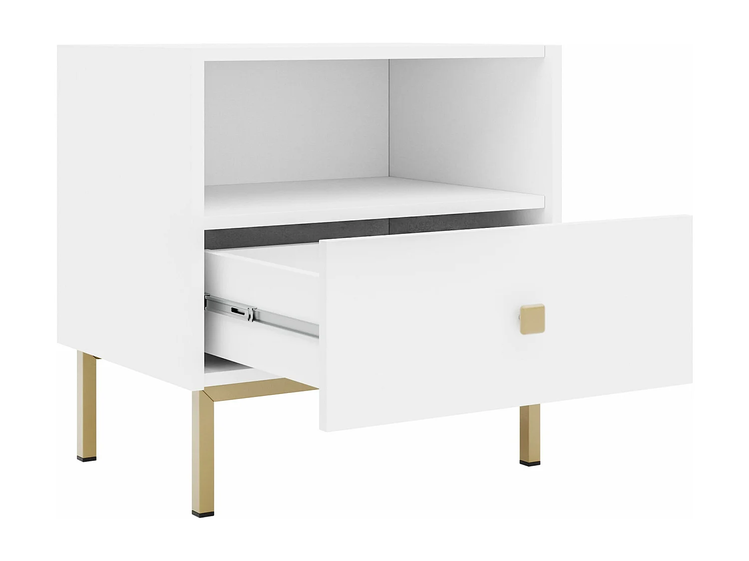 Table de chevet Comfivo Nunove 105, Blanc, 56x55x39cm, Stratifié