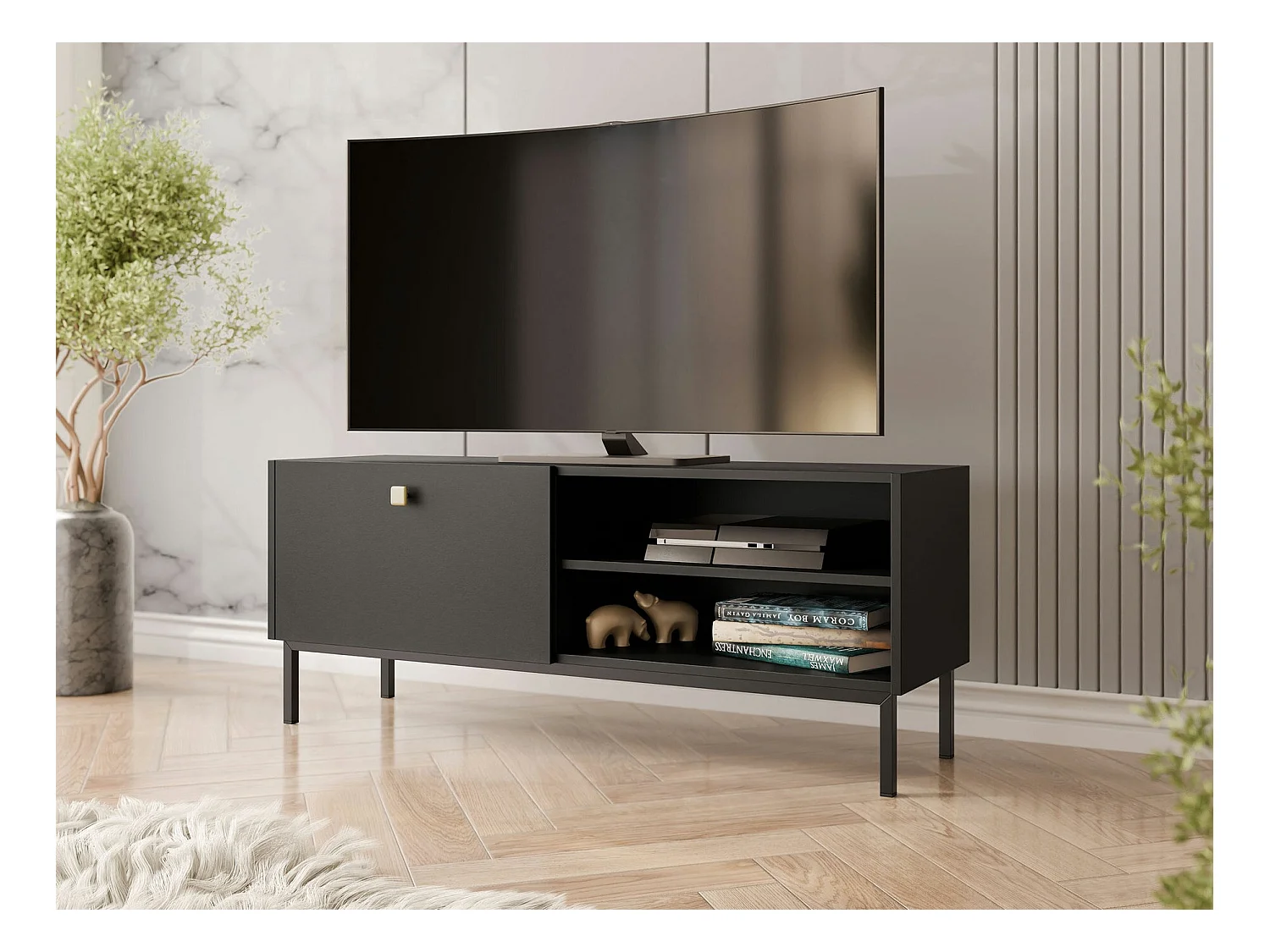 Meuble TV Comfivo Nunove 103, Noir, 120x48x35cm