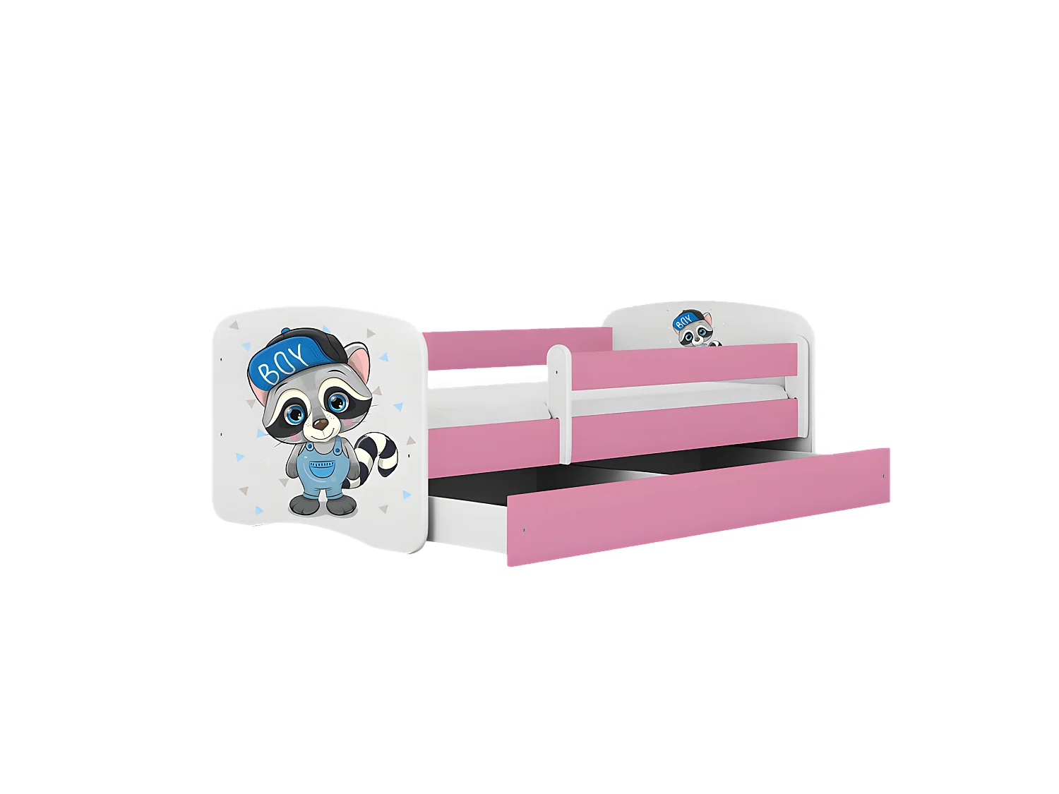 Cama mapache rosa babydreams con cajón y colchón 160/80