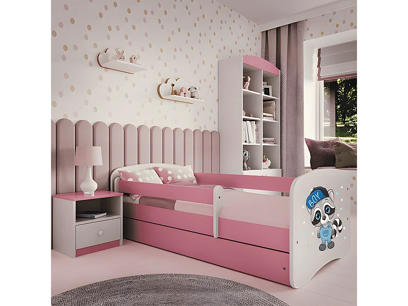 Cama mapache rosa babydreams con cajón y colchón 160/80