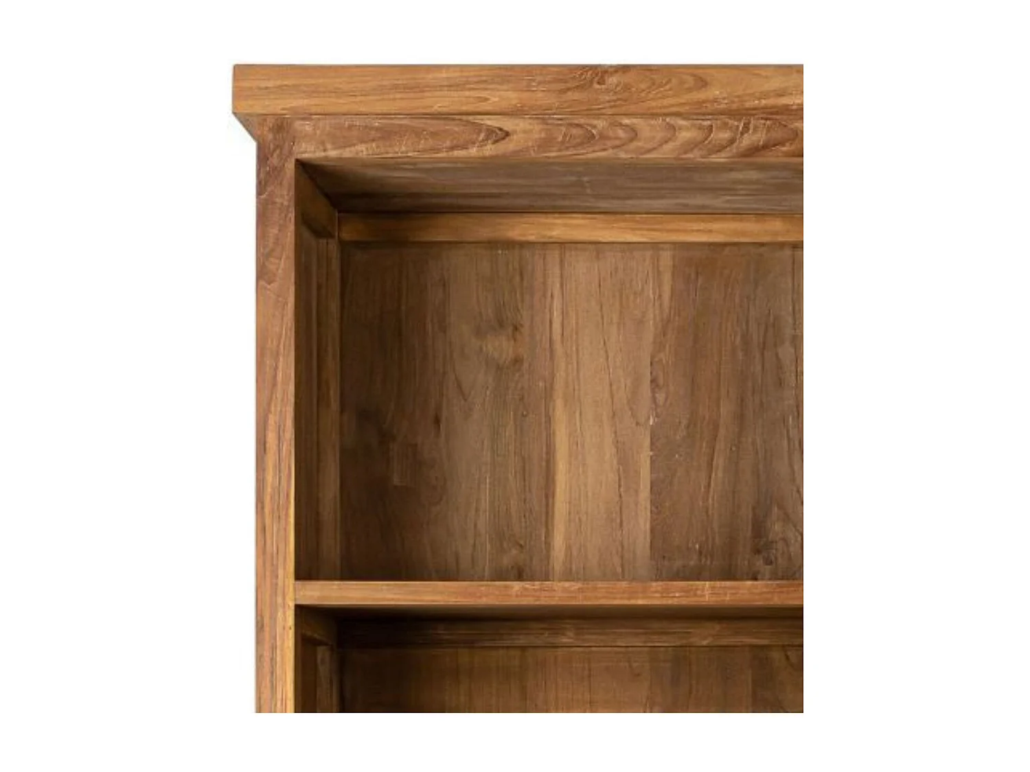 Vitrine en bois recyclé et métal 2 portes 2 tiroirs 2 niches ouverte - LINAS