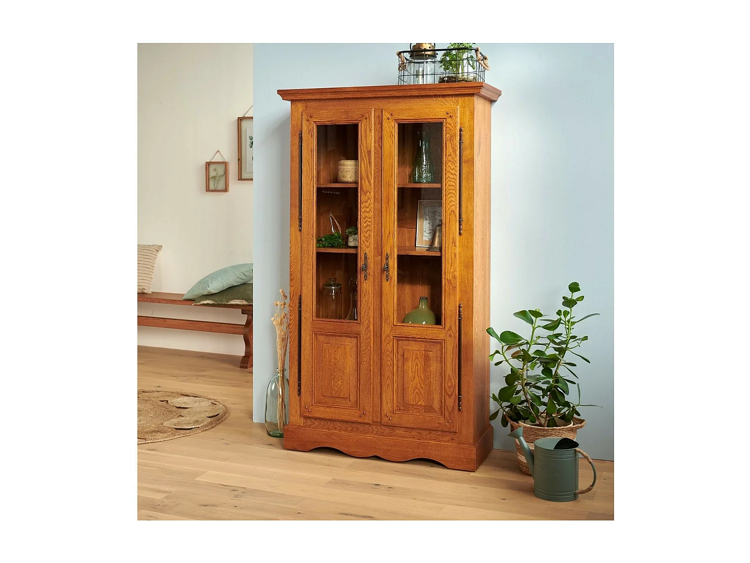 Vitrine 2 portes en chêne massif - LA BRESSE