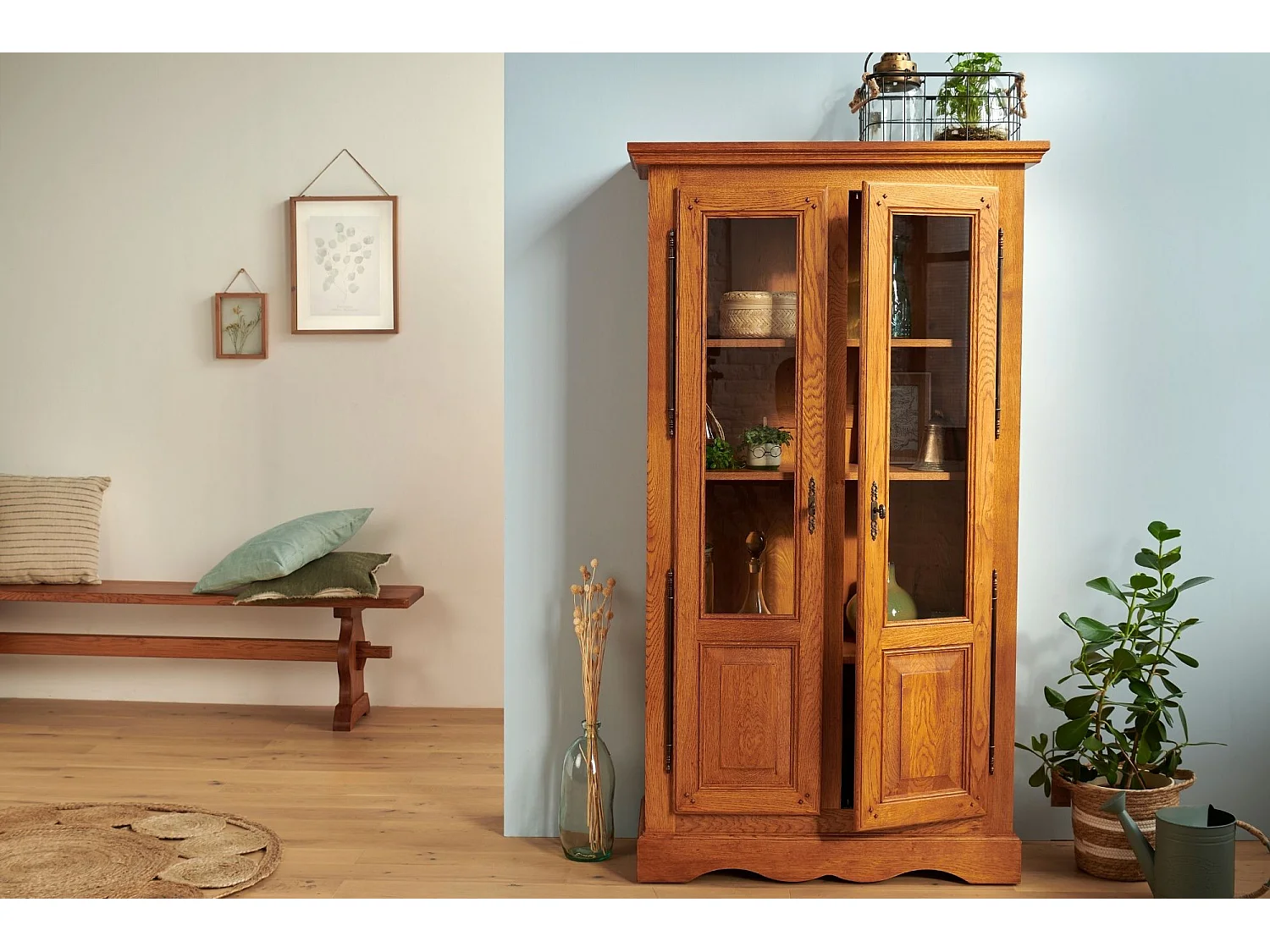 Vitrine 2 portes en chêne massif - LA BRESSE