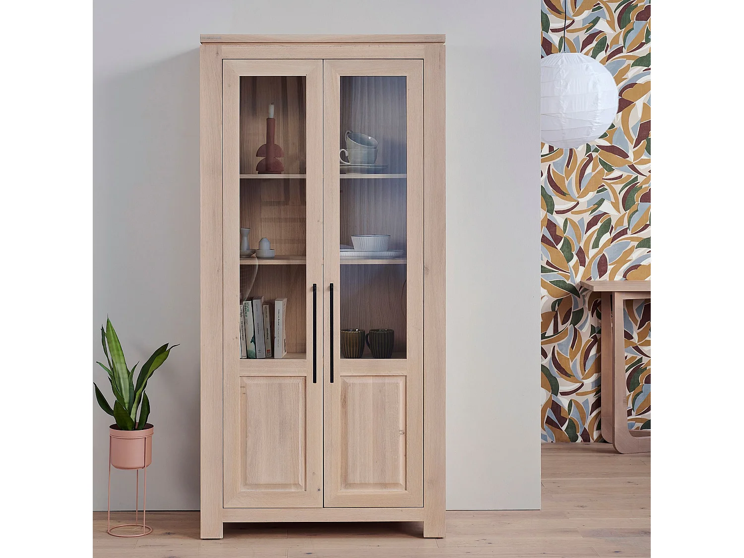 Vitrine moderne en chêne blanchi - BOSTON