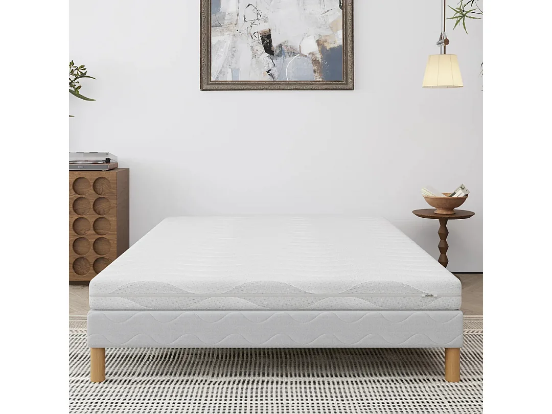 Ensemble IZY 140x190 cm Hauteur 10 cm Mousse Polyuréthane Housse Déhoussable avec Sommier TapissierSoutien équilibré