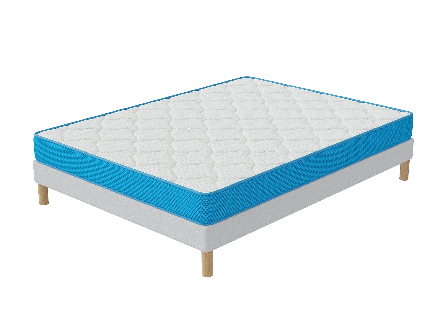 Ensemble Fresh Memory 160x200 cm Hauteur 15 cm Mousse à Mémoire de Forme avec Sommier Tapissier Soutien équilibré