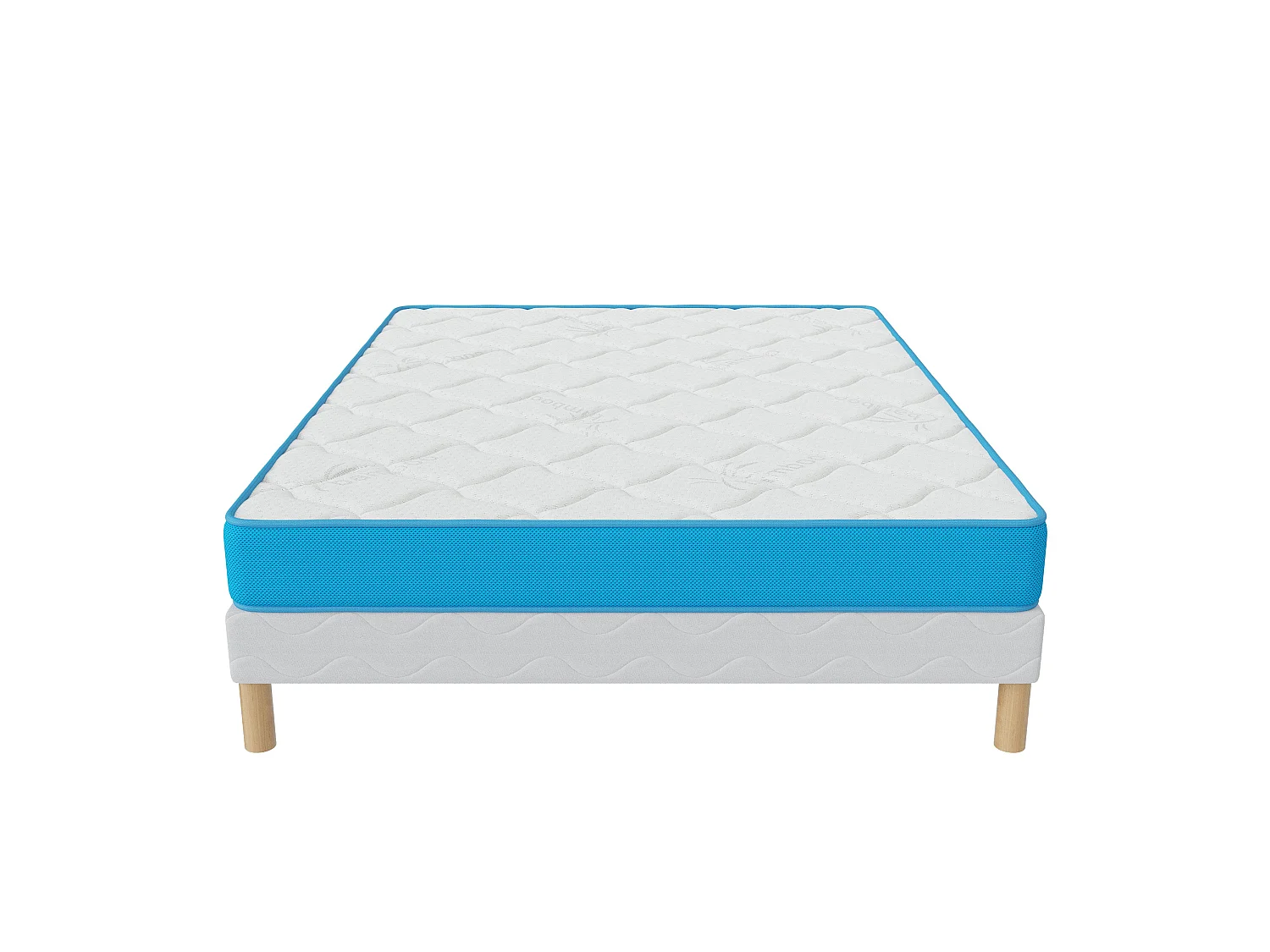 Ensemble Fresh Memory 140x190 cm Hauteur 15 cm Mousse à Mémoire de Forme avec Sommier Tapissier Soutien équilibré