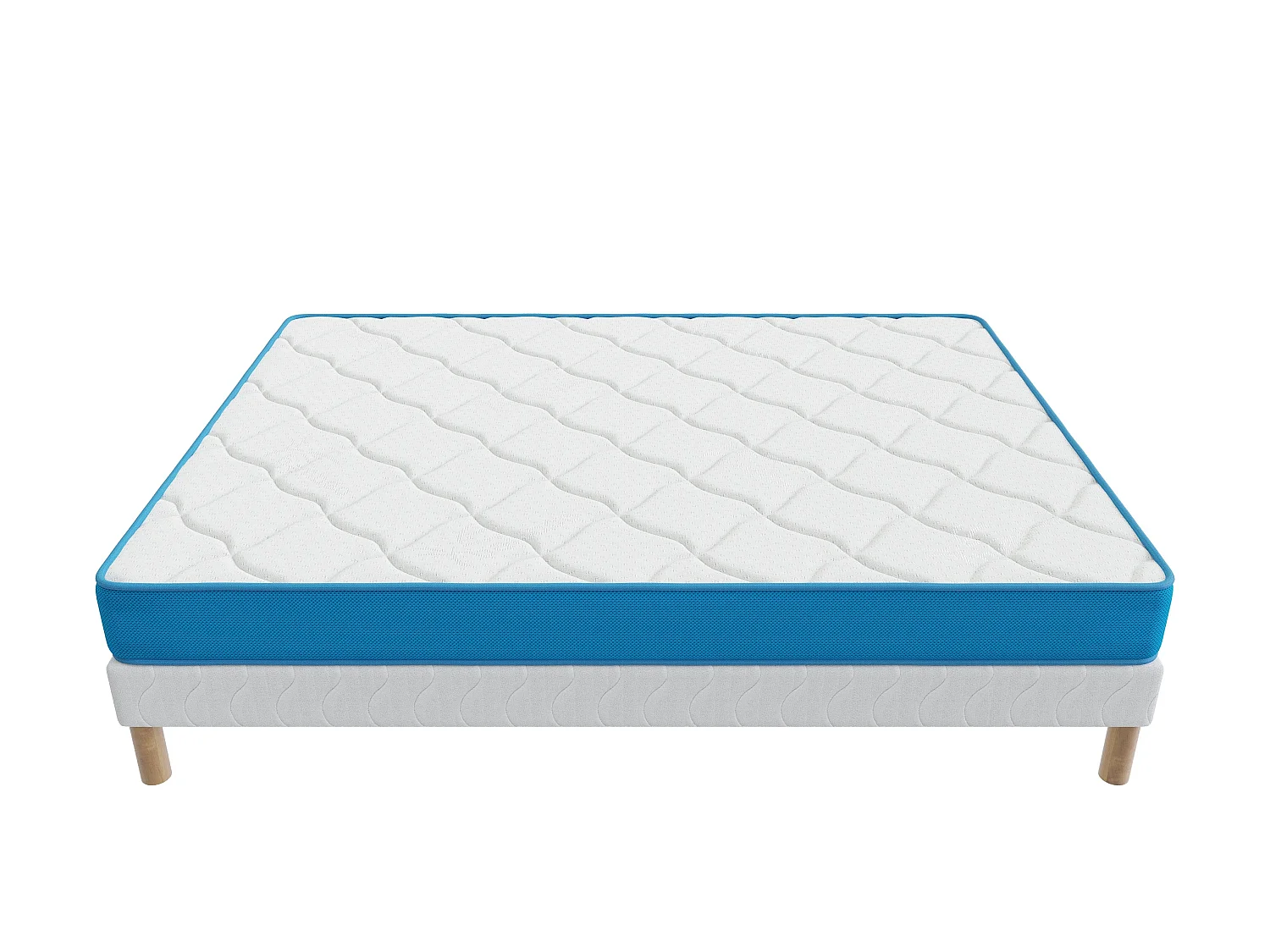 Ensemble Fresh Memory 140x190 cm Hauteur 15 cm Mousse à Mémoire de Forme avec Sommier Tapissier Soutien équilibré