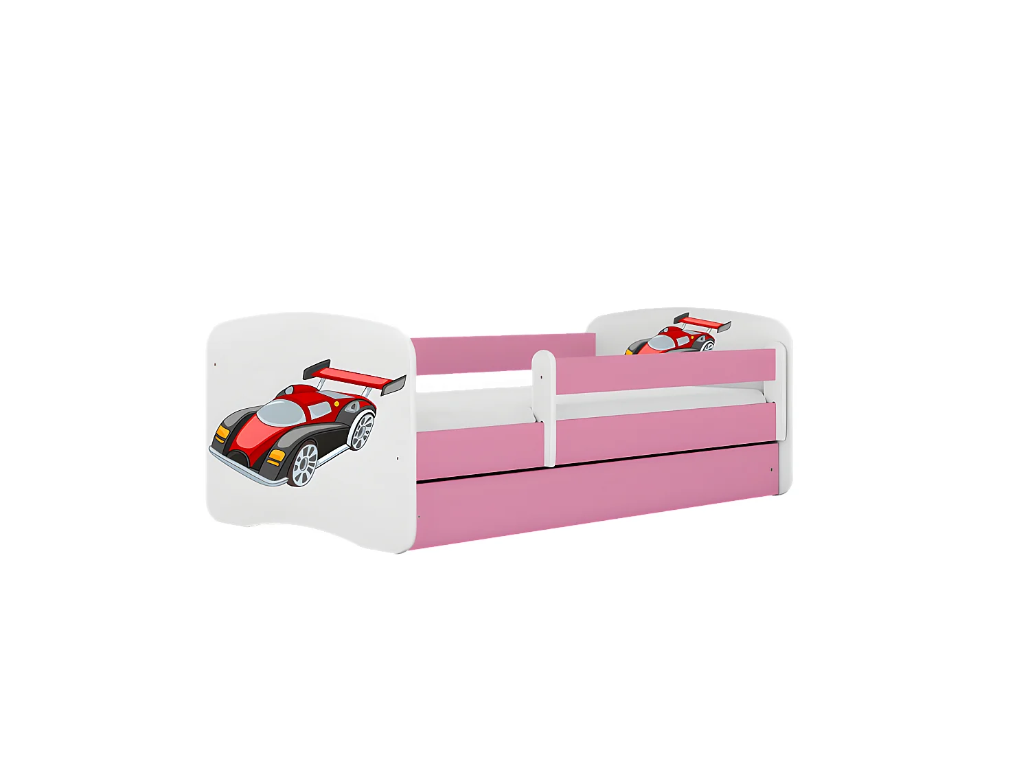 Babydreams cama coche de carreras rosa con cajón y colchón 180/80