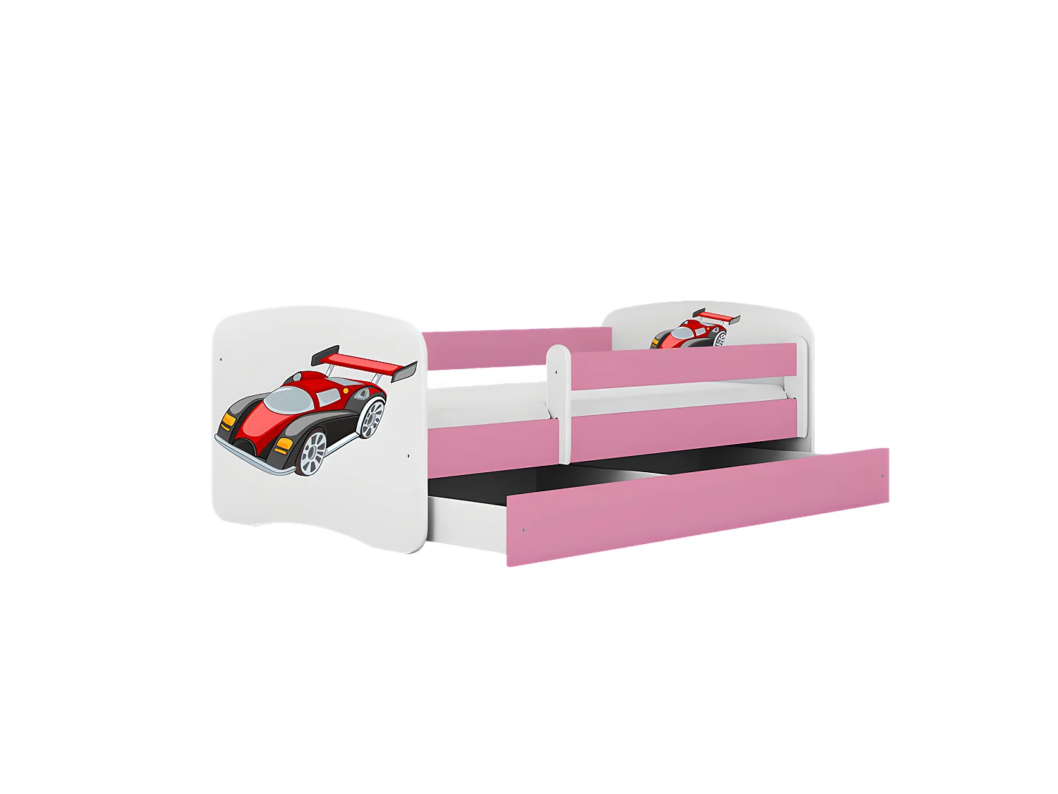 Babydreams cama coche de carreras rosa con cajón y colchón 180/80