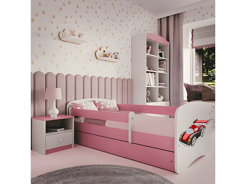 Babydreams cama coche de carreras rosa sin cajón sin colchón 160/80
