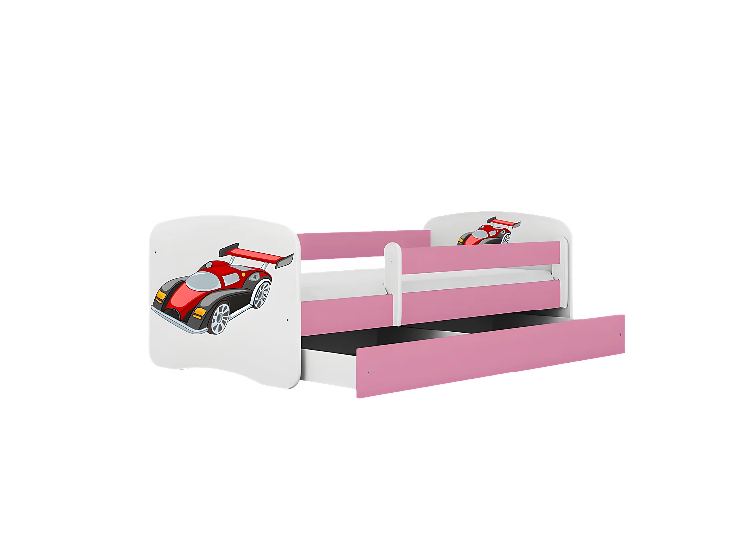 Lit babydreams voiture de course rose sans tiroir sans matelas 160/80