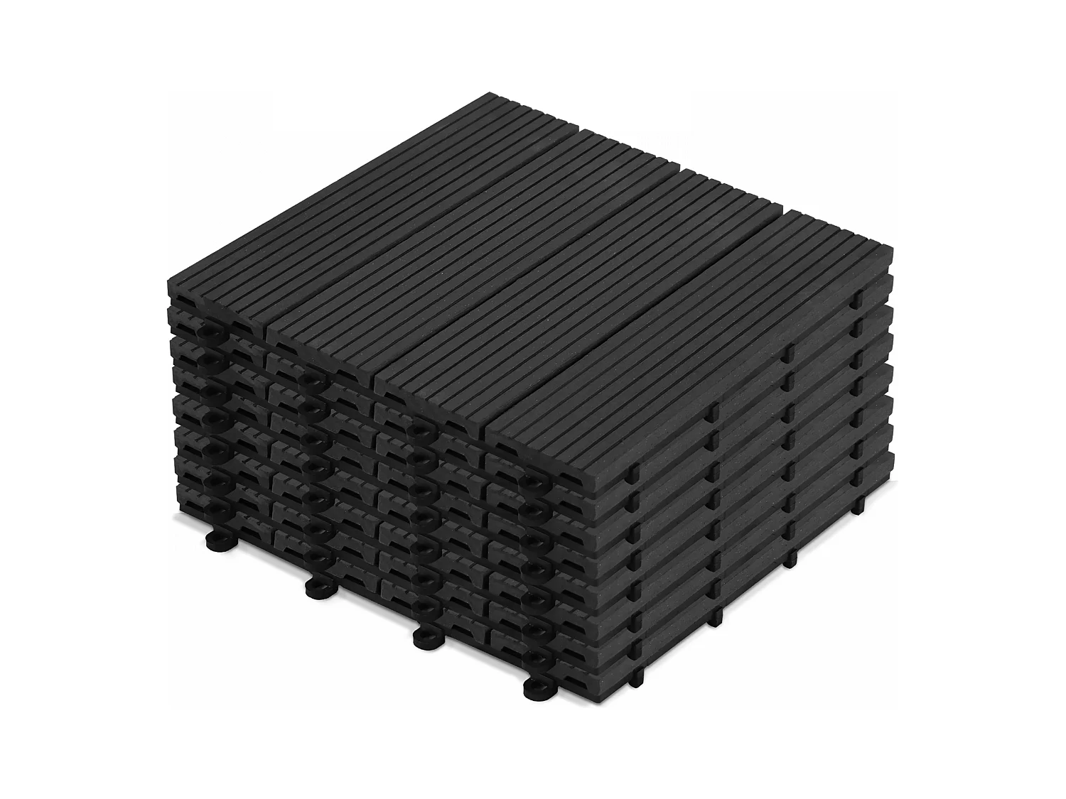 Lot de 8 dalles clipsables en bois synthétique gris foncé