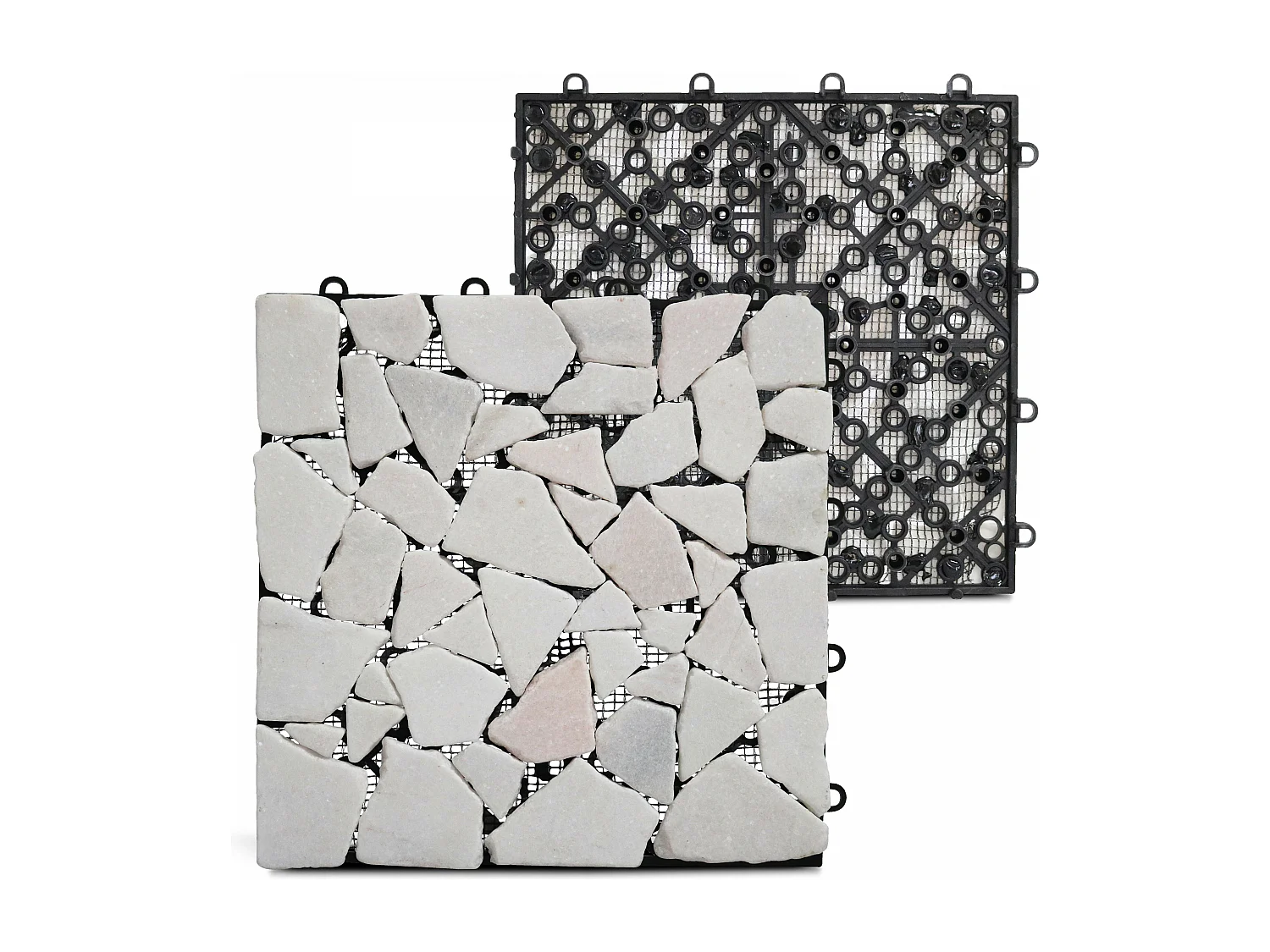 Lot de 8 dalles clipsables en galet blanc