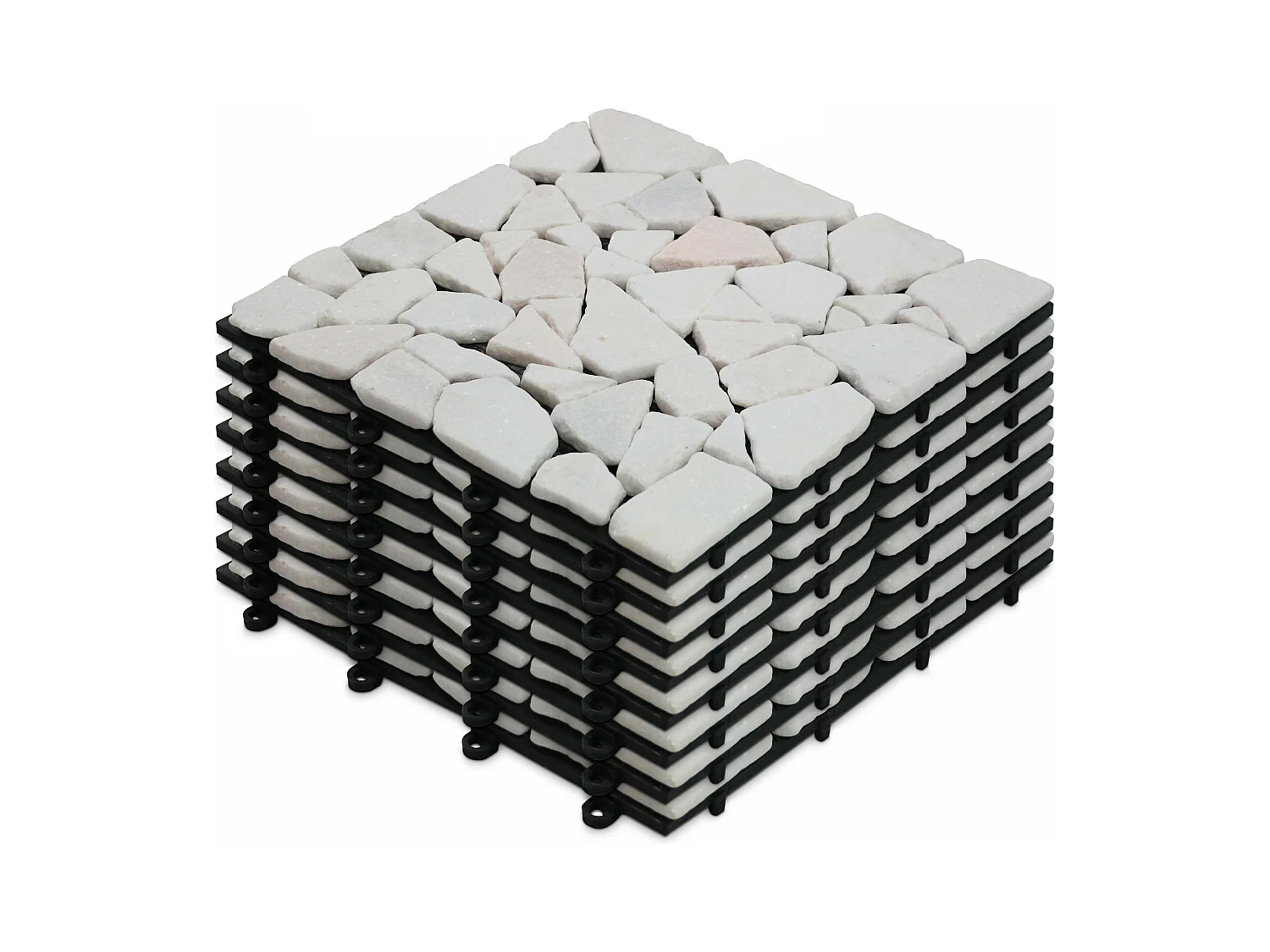 Lot de 8 dalles clipsables en galet blanc