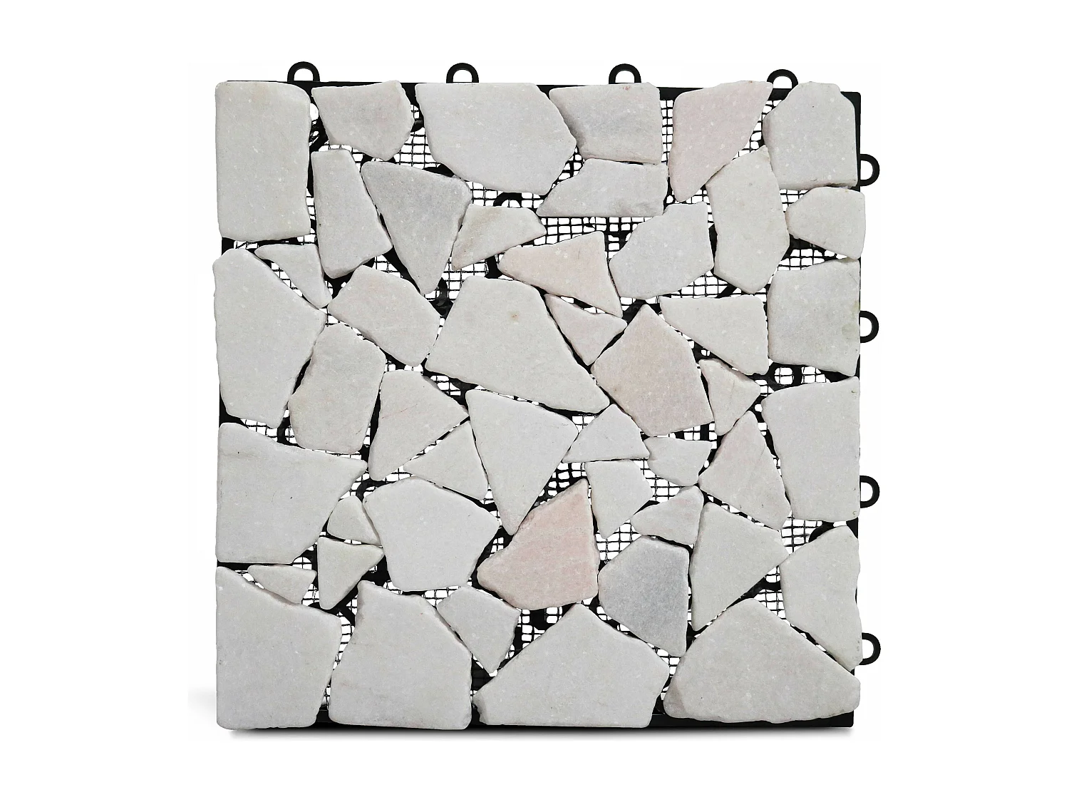 Lot de 8 dalles clipsables en galet blanc