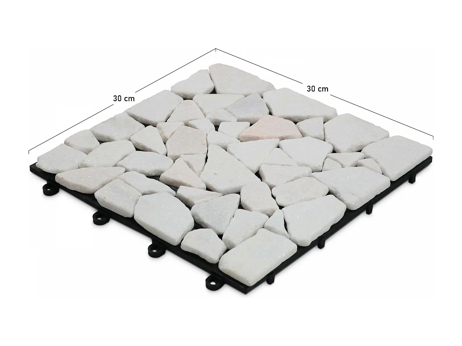 Lot de 8 dalles clipsables en galet blanc