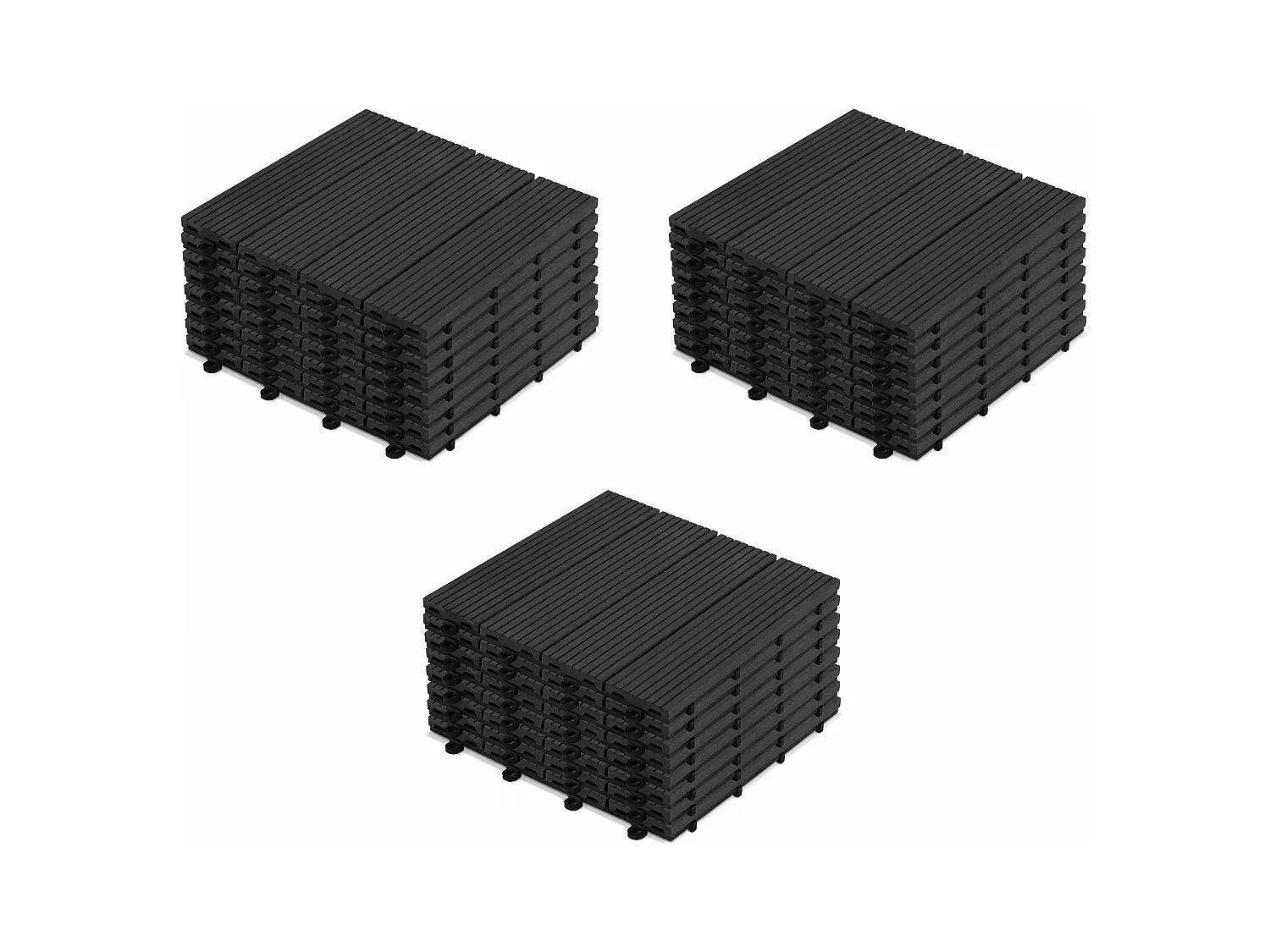 Lot de 24 dalles clipsables en bois composite gris