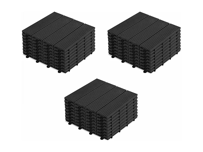 Lot de 24 dalles clipsables en bois composite gris