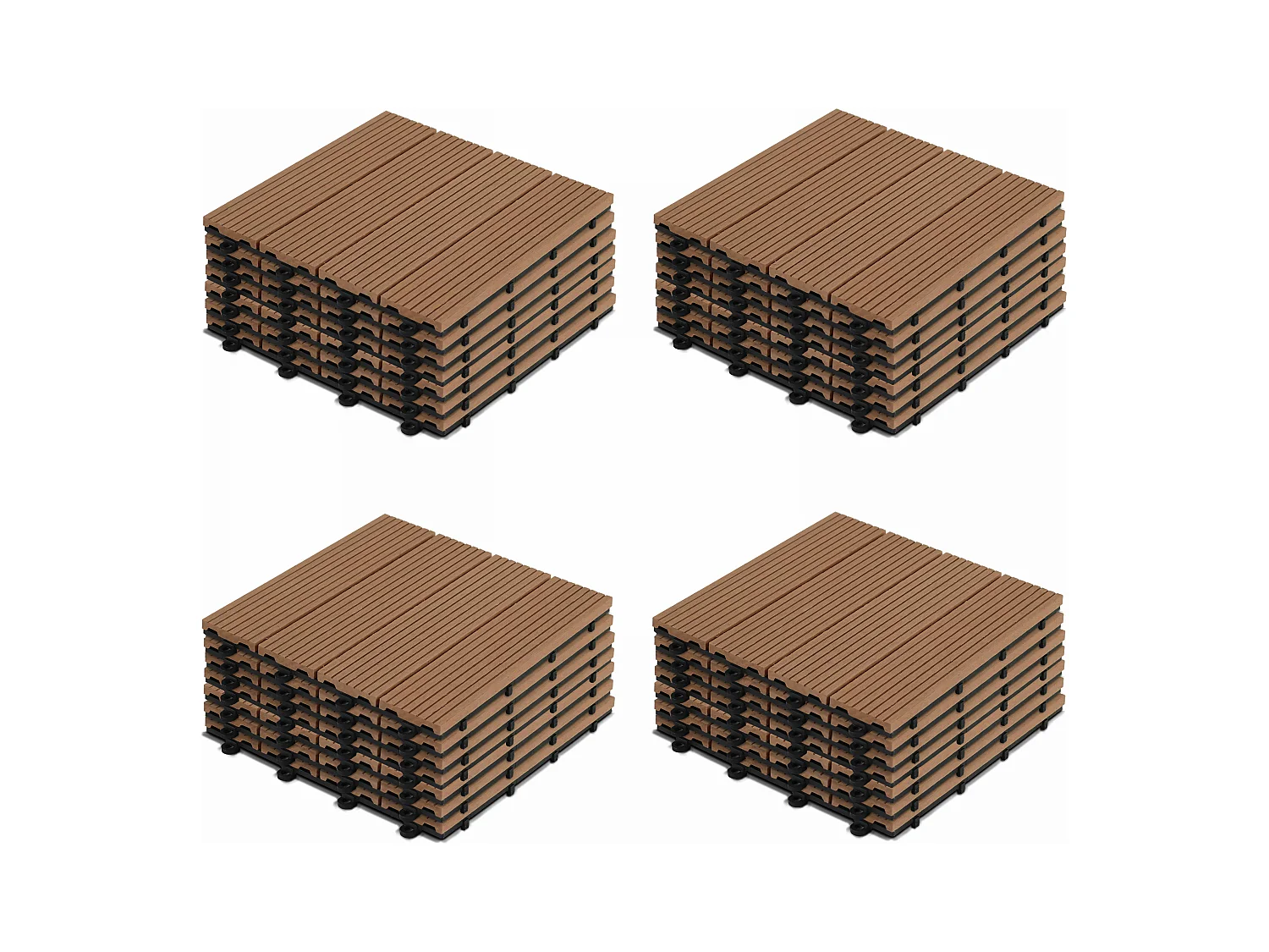 Lot de 32 dalles clipsables bois synthétique marron