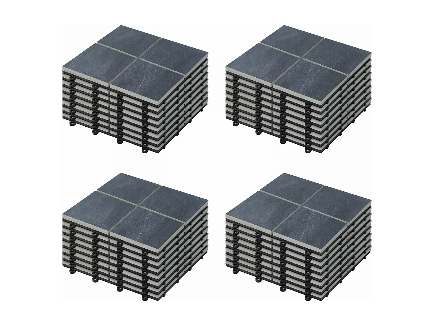 Lot de 32 dalles clipsables en pierre noir