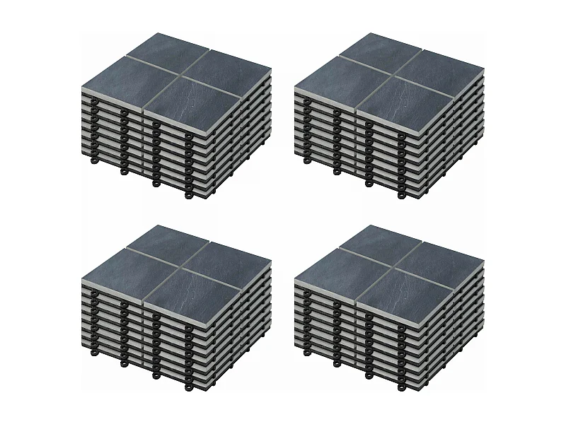 Set van 32 klikbare tegels in zwart steen