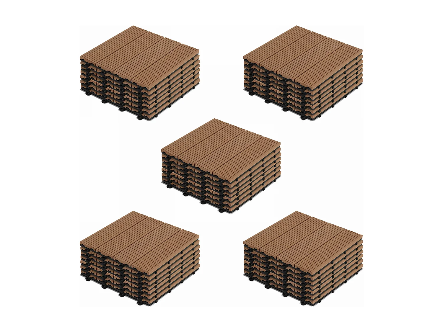 Lot de 40 dalles clipsables bois synthétique marron